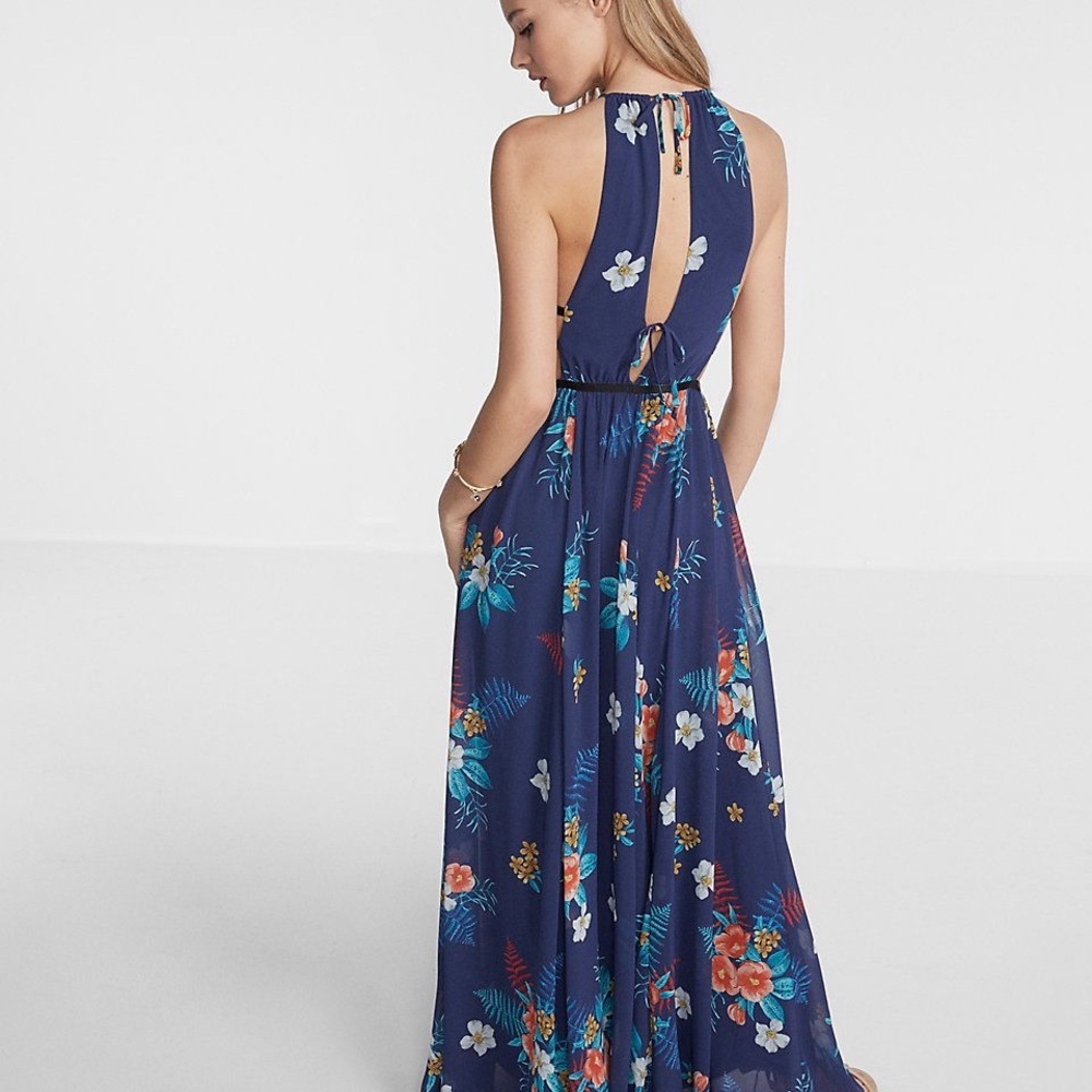 Express Floral Maxi Dress - Navy and Multicolor - Picture 9 of 9
